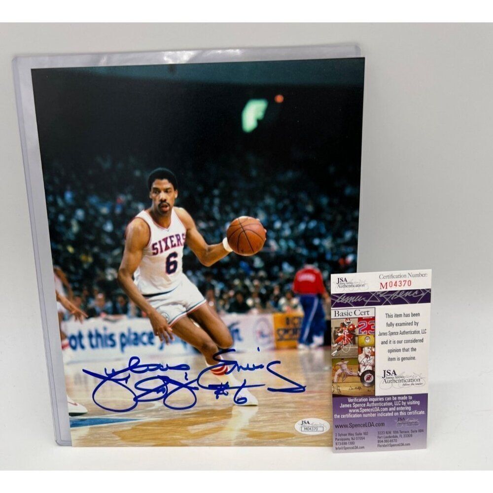 Julius Erving Signed Photo Philadelphia Sixers 8X10 JSA COA
